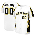 Custom White Old Gold Side Flame Outline Pattern Sports Uniform Basetball Jersey | BuyFootballJersey