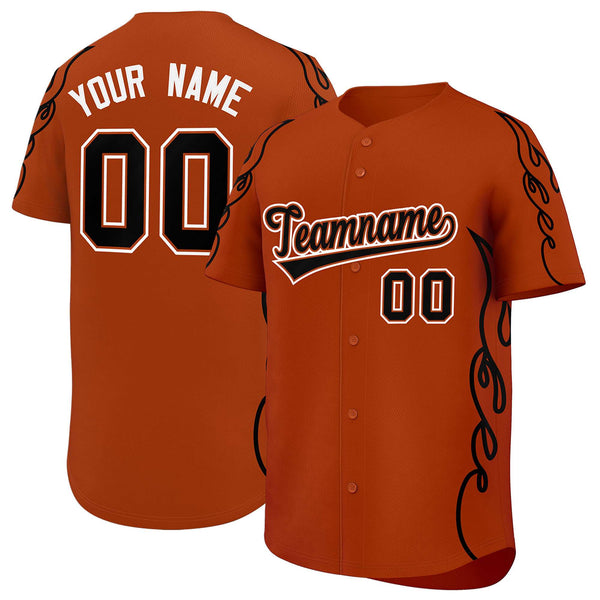 Custom Texas Orange Black Side Flame Outline Pattern Sports Uniform Basetball Jersey | BuyFootballJersey