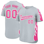 Custom Silver Pink Side Flame Outline Pattern Sports Uniform Basetball Jersey | BuyFootballJersey