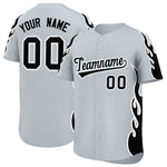 Custom Silver Black Side Flame Outline Pattern Sports Uniform Basetball Jersey | BuyFootballJersey