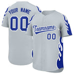 Custom Silver Royal Side Flame Outline Pattern Sports Uniform Basetball Jersey | BuyFootballJersey