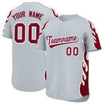 Custom Silver Crimson Side Flame Outline Pattern Sports Uniform Basetball Jersey | BuyFootballJersey