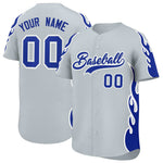 Custom Silver Royal Side Flame Outline Pattern Sports Uniform Basetball Jersey | BuyFootballJersey