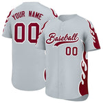 Custom Silver Crimson Side Flame Outline Pattern Sports Uniform Basetball Jersey | BuyFootballJersey