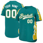 Custom Teal Old Gold Side Flame Outline Pattern Sports Uniform Basetball Jersey | BuyFootballJersey