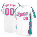 Custom White Aqua Side Flame Outline Pattern Sports Uniform Basetball Jersey | BuyFootballJersey