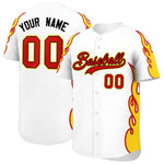 Custom White Gold Side Flame Outline Pattern Sports Uniform Basetball Jersey | BuyFootballJersey