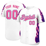 Custom White Purple Side Flame Outline Pattern Sports Uniform Basetball Jersey | BuyFootballJersey