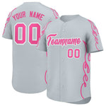 Custom Silver Pink Side Flame Outline Pattern Sports Uniform Basetball Jersey | BuyFootballJersey