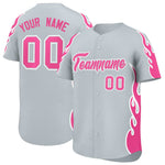 Custom Silver Pink Side Flame Outline Pattern Sports Uniform Basetball Jersey | BuyFootballJersey
