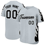 Custom Silver Black Side Flame Outline Pattern Sports Uniform Basetball Jersey | BuyFootballJersey