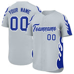 Custom Silver Royal Side Flame Outline Pattern Sports Uniform Basetball Jersey | BuyFootballJersey