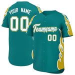 Custom Teal Old Gold Side Flame Outline Pattern Sports Uniform Basetball Jersey | BuyFootballJersey