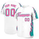 Custom White Aqua Side Flame Outline Pattern Sports Uniform Basetball Jersey | BuyFootballJersey