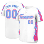 Custom White Pink Side Flame Outline Pattern Sports Uniform Basetball Jersey | BuyFootballJersey