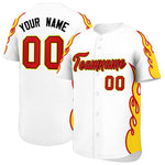 Custom White Gold Side Flame Outline Pattern Sports Uniform Basetball Jersey | BuyFootballJersey