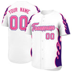 Custom White Purple Side Flame Outline Pattern Sports Uniform Basetball Jersey | BuyFootballJersey