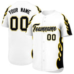 Custom White Old Gold Side Flame Outline Pattern Sports Uniform Basetball Jersey | BuyFootballJersey