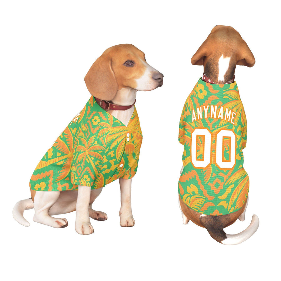 Custom White Orange Hawaiian Style Graffiti Pattern Dog Jersey | BuyFootballJersey