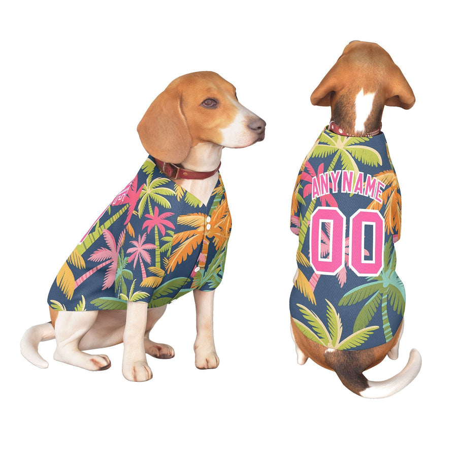 Custom Royal White Hawaiian Style Graffiti Pattern Dog Jersey | BuyFootballJersey