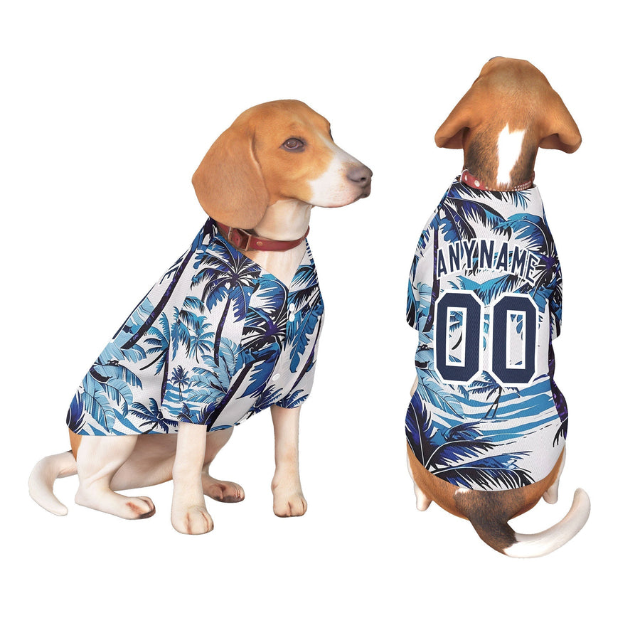 Custom Navy White Hawaiian Style Graffiti Pattern Dog Jersey | BuyFootballJersey