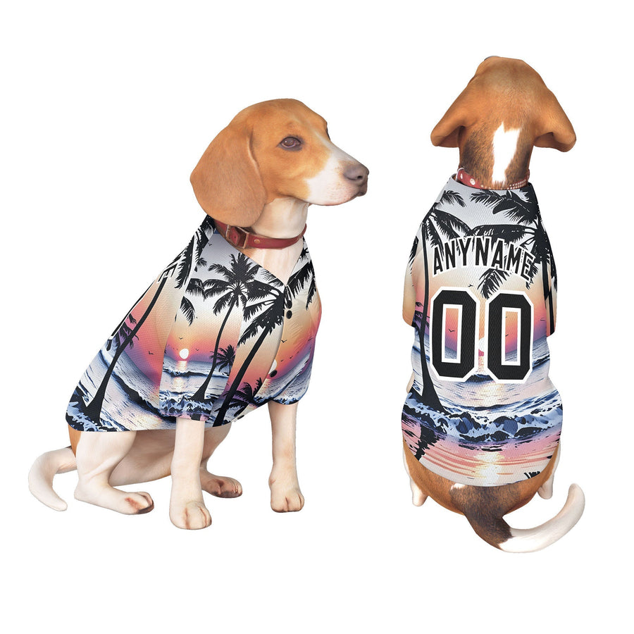 Custom Black White Hawaiian Style Graffiti Pattern Dog Jersey | BuyFootballJersey