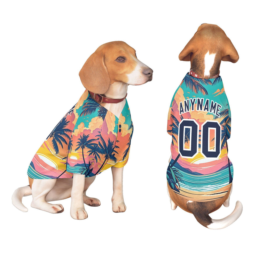 Custom Navy White Hawaiian Style Graffiti Pattern Dog Jersey | BuyFootballJersey