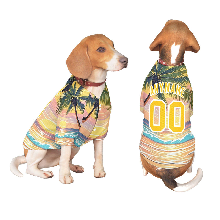 Custom Yellow White Hawaiian Style Graffiti Pattern Dog Jersey | BuyFootballJersey