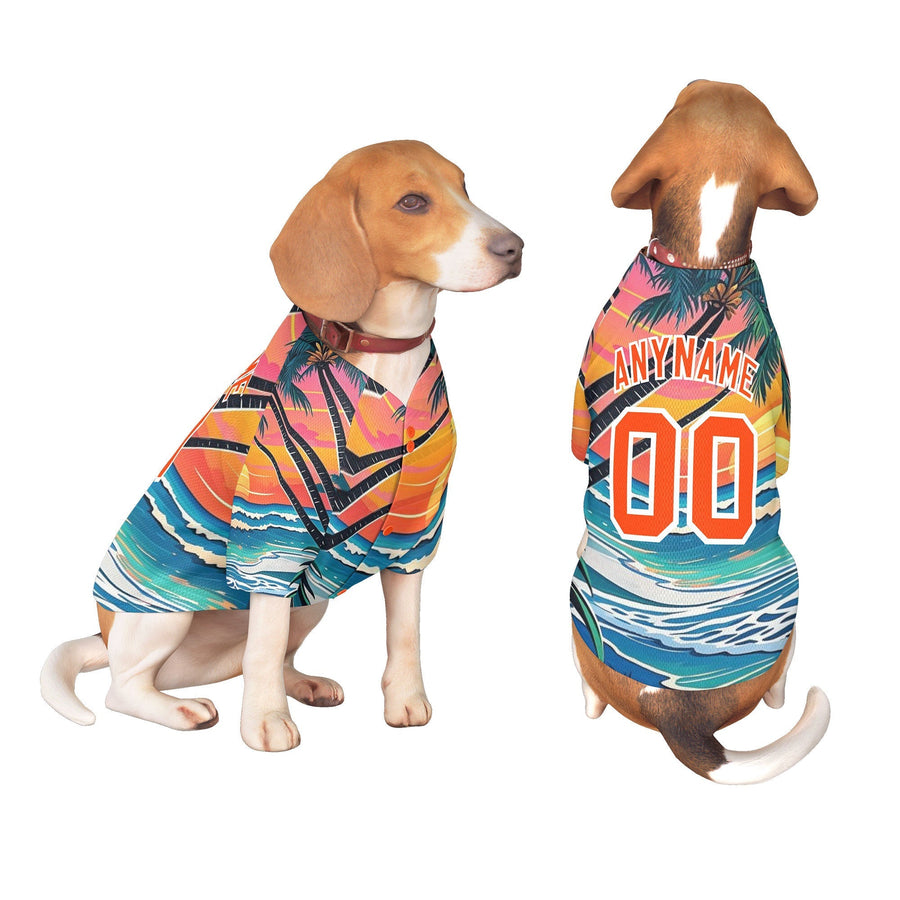 Custom Orange White Hawaiian Style Graffiti Pattern Dog Jersey | BuyFootballJersey