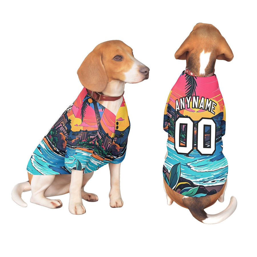 Custom Black White Hawaiian Style Graffiti Pattern Dog Jersey | BuyFootballJersey
