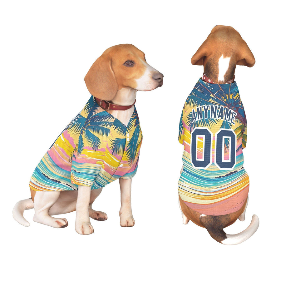 Custom Midnight Blue White Hawaiian Style Graffiti Pattern Dog Jersey | BuyFootballJersey