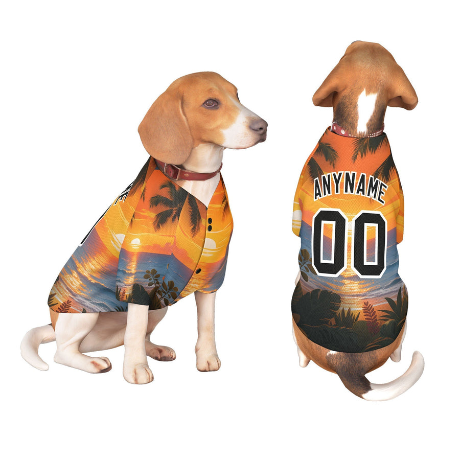 Custom Black White Hawaiian Style Graffiti Pattern Dog Jersey | BuyFootballJersey