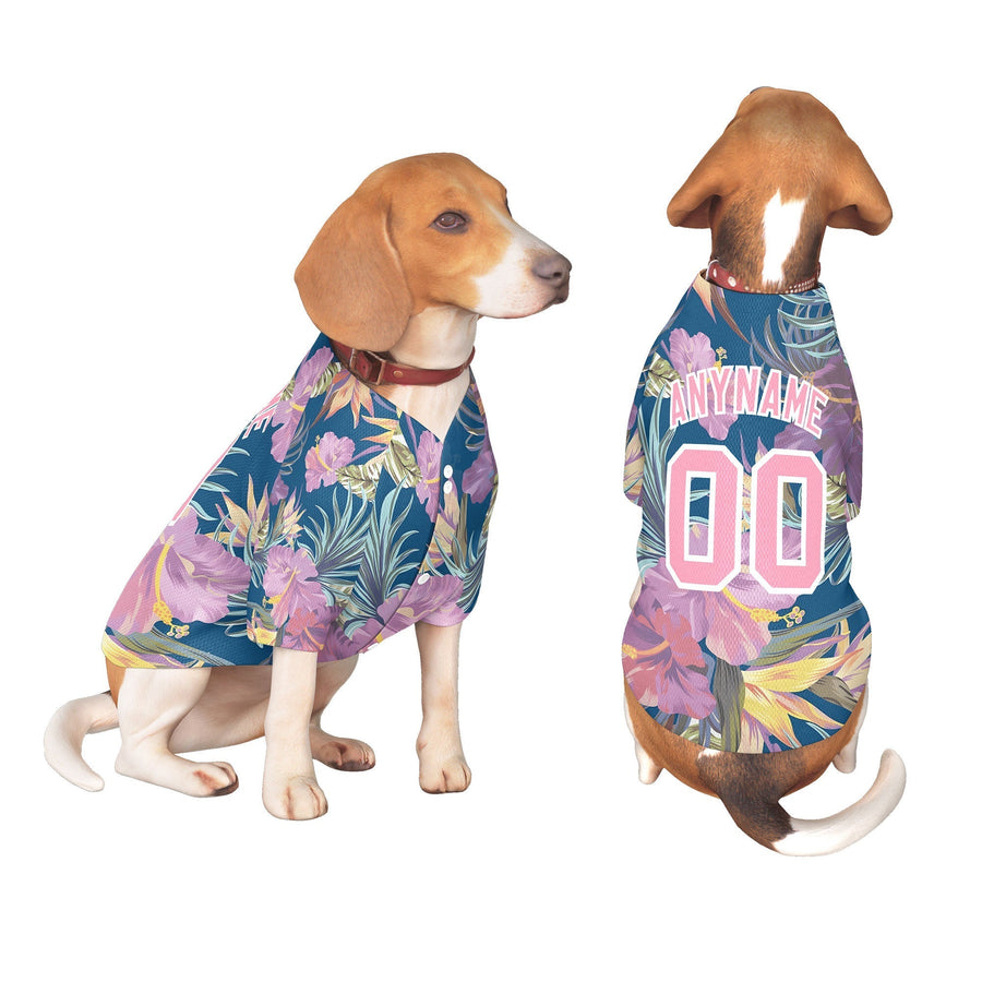 Custom Light Pink White Hawaiian Style Graffiti Pattern Dog Jersey | BuyFootballJersey