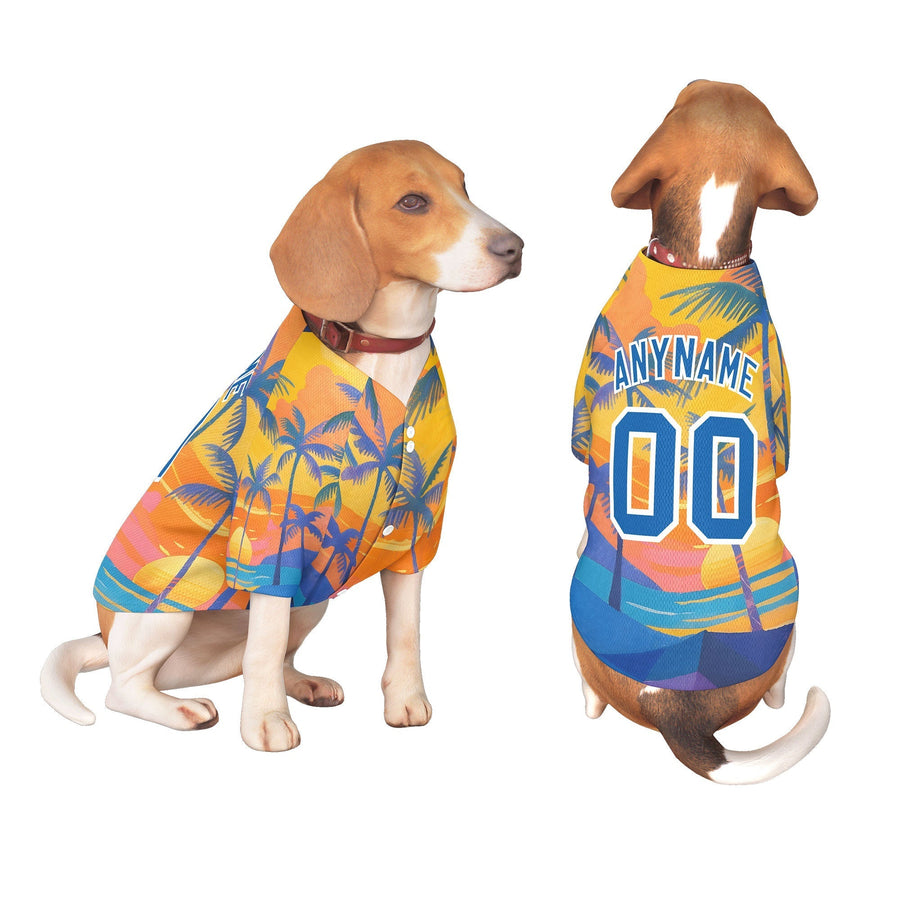 Custom Royal White Hawaiian Style Graffiti Pattern Dog Jersey | BuyFootballJersey