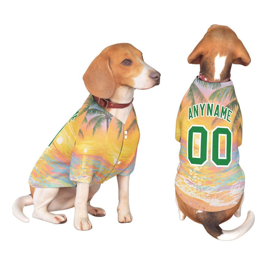 Custom Kelly Green White Hawaiian Style Graffiti Pattern Dog Jersey | BuyFootballJersey