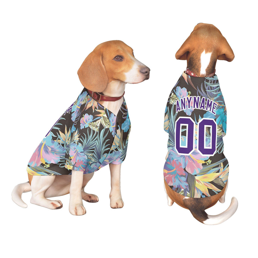 Custom Purple White Hawaiian Style Graffiti Pattern Dog Jersey | BuyFootballJersey