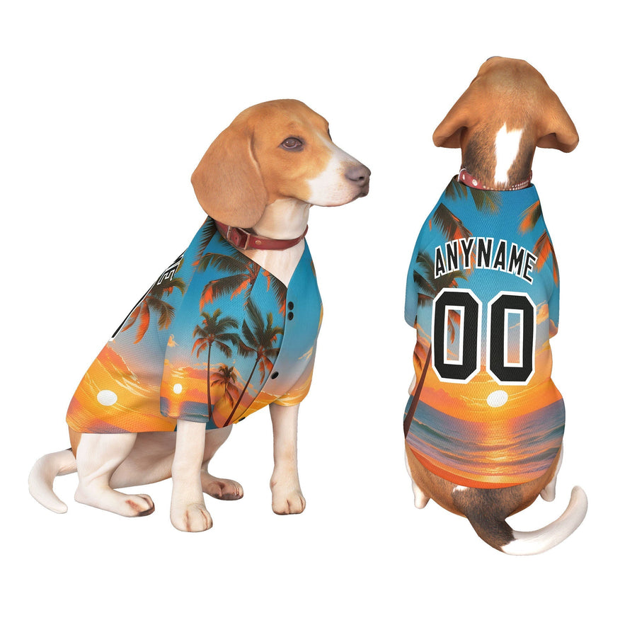 Custom Black White Hawaiian Style Graffiti Pattern Dog Jersey | BuyFootballJersey