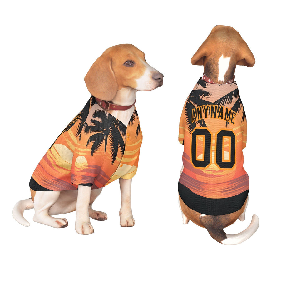 Custom Black Orange Hawaiian Style Graffiti Pattern Dog Jersey | BuyFootballJersey