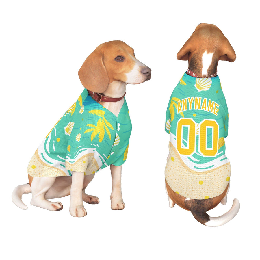 Custom Yellow White Hawaiian Style Graffiti Pattern Dog Jersey | BuyFootballJersey