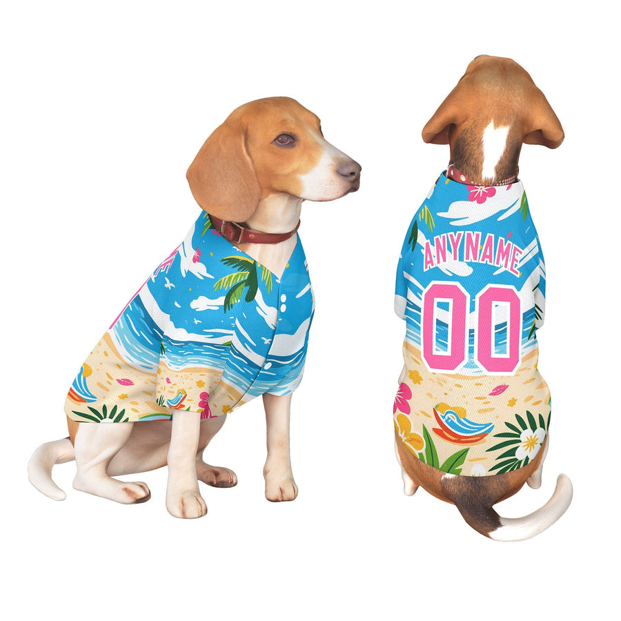 Custom Pink White Hawaiian Style Graffiti Pattern Dog Jersey | BuyFootballJersey