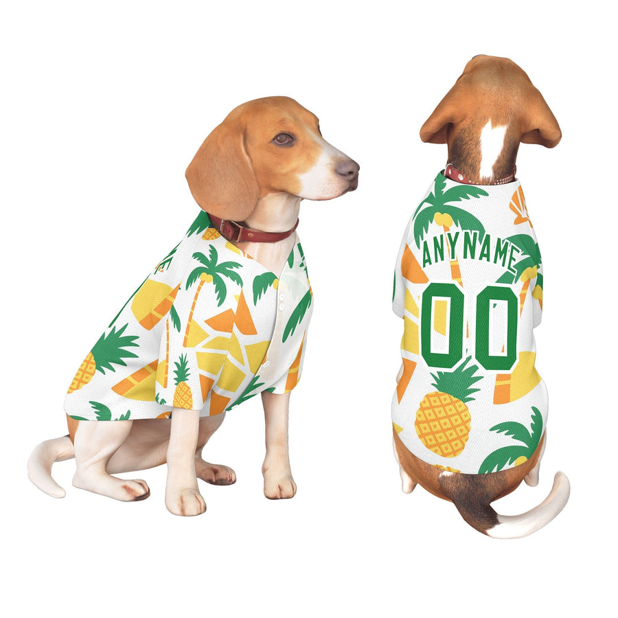 Custom Kelly Green White Hawaiian Style Graffiti Pattern Dog Jersey | BuyFootballJersey