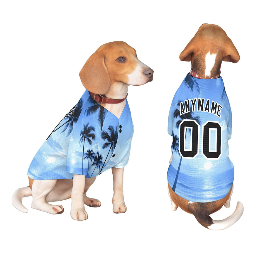 Custom Black White Hawaiian Style Graffiti Pattern Dog Jersey | BuyFootballJersey