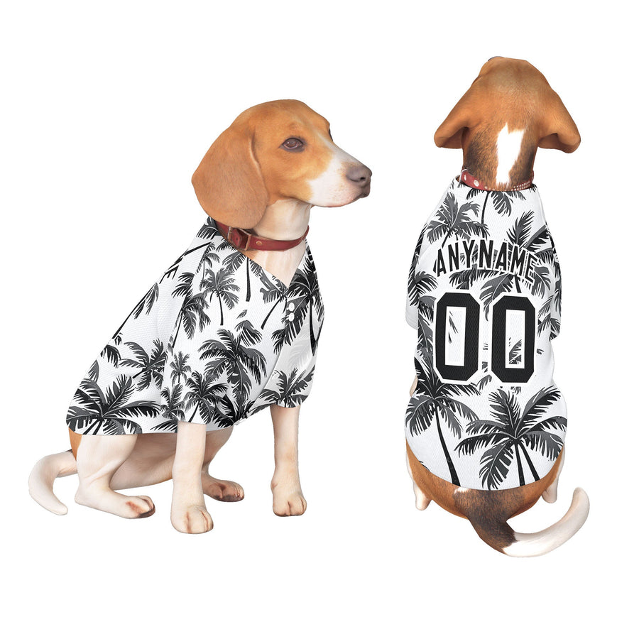 Custom Black White Hawaiian Style Graffiti Pattern Dog Jersey | BuyFootballJersey