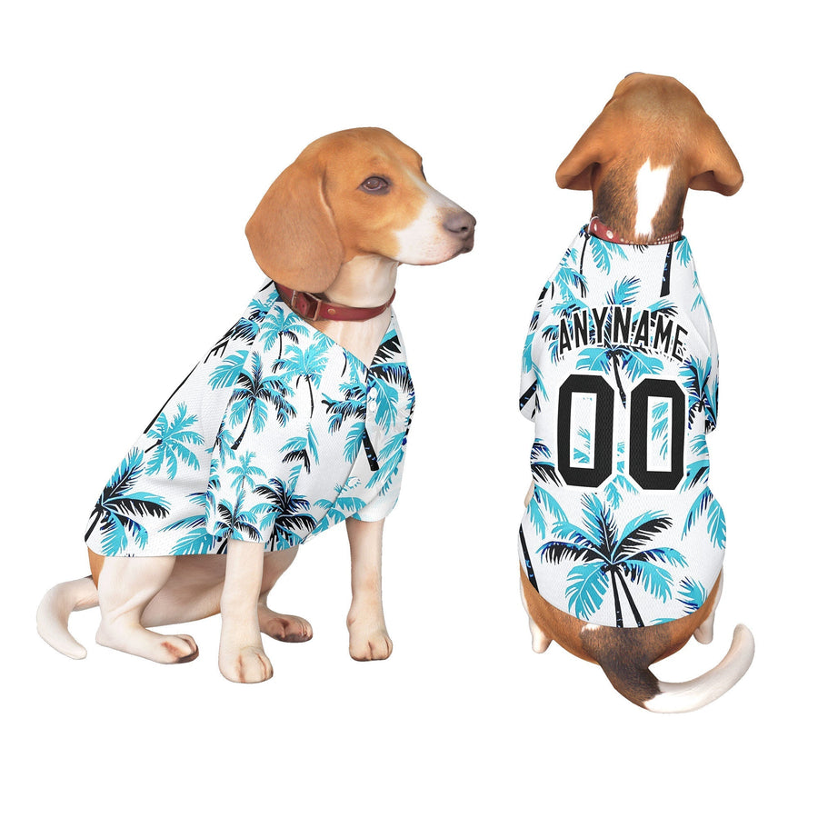 Custom Black White Hawaiian Style Graffiti Pattern Dog Jersey | BuyFootballJersey
