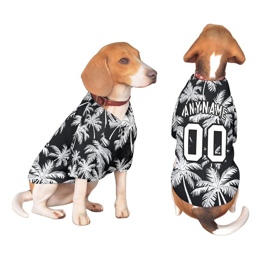 Custom White Black Hawaiian Style Graffiti Pattern Dog Jersey | BuyFootballJersey