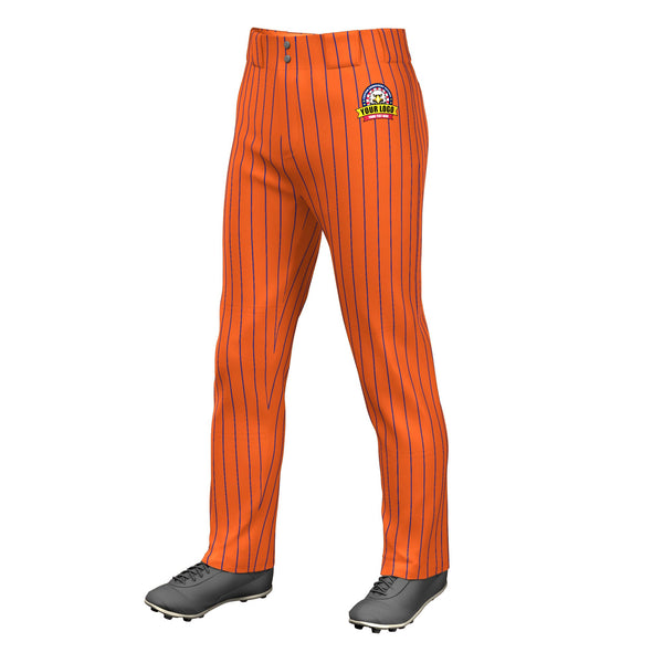 Custom Cadmium Orange Royal Pinstripe Fit Stretch Practice Loose-fit Baseball Pants | BuyFootballJersey