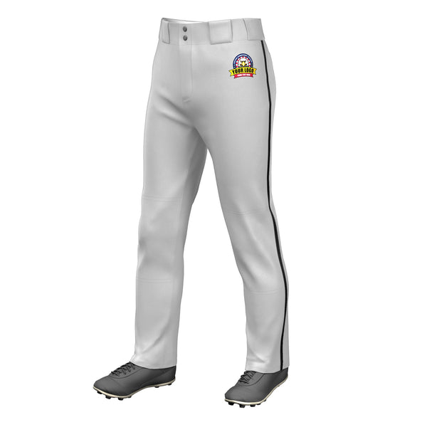 Custom Gray Black Classic Fit Stretch Practice Loose-fit Baseball Pants | BuyFootballJersey