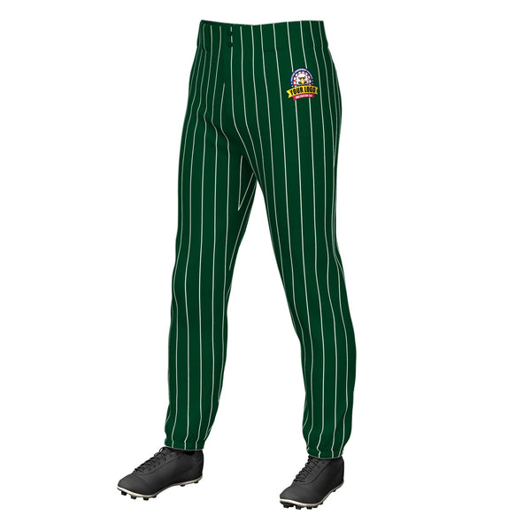 Custom Green White Pinstripe Fit Stretch Practice Pull Up Baseball Pants | BuyFootballJersey