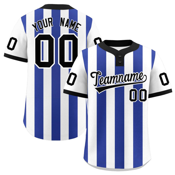 Custom White Royal Stripe Fashion Two-Button Softball Jersey | BuyFootballJersey