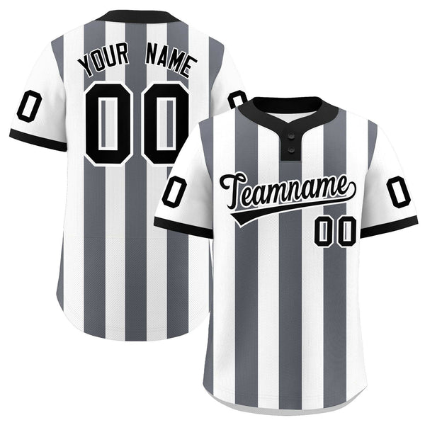 Custom White Dark Gray Stripe Fashion Two-Button Softball Jersey | BuyFootballJersey